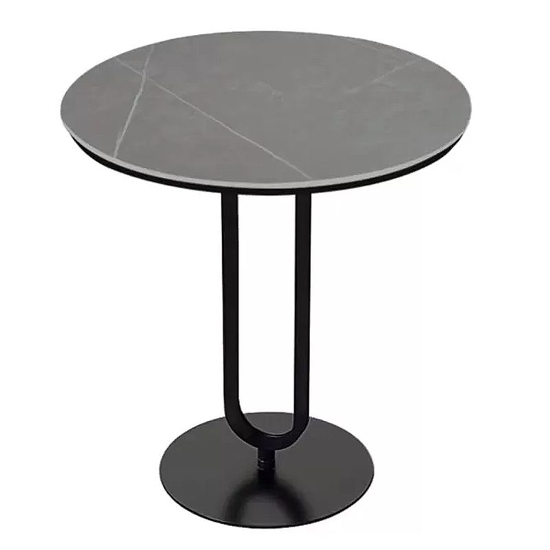 Round Marble Top End Table Metal Pedestal Sofa Side End Table for Living Room