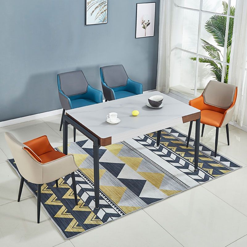 Modern Style Black Metal Arm Chair Upholstered Side Chair for Dining Room Clearhalo 'Dining Chairs' 'Dining Tables & Seating' 'dining_chair' 'furn' 'furn_dining_chair' 'Furniture' 'furniture_dining_chair' 'Kitchen & Dining Furniture' 1200x1200_6ceb217c-3313-404e-beb5-285fe57d6b3a