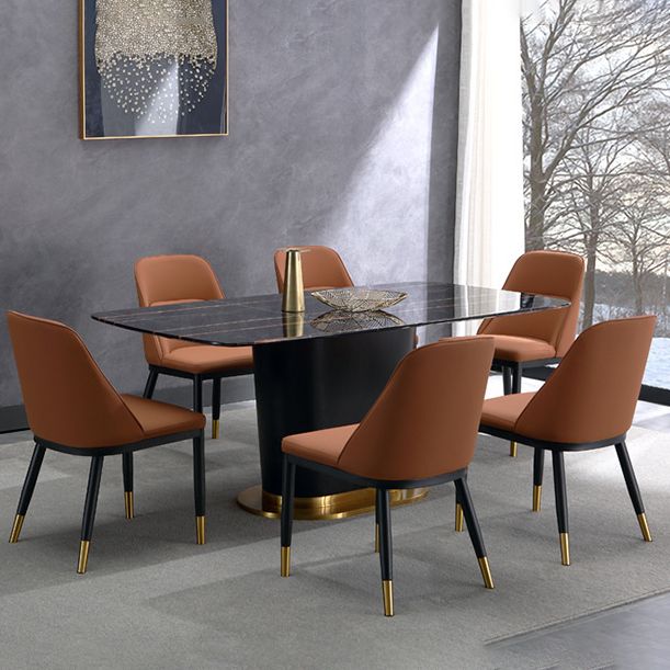 Glam Upholstered Dining Chairs Faux Leather Kitchen Dining Chair in Orange Clearhalo 'Dining Chairs' 'Dining Tables & Seating' 'dining_chair' 'furn' 'furn_dining_chair' 'Furniture' 'Kitchen & Dining Furniture' 1200x1200_6ceca168-6024-4aaa-a904-a41ce184a67c