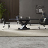 Industrial Black Table for Restaurant Rectangle Dining Table with Pedestal Base Clearhalo 'Dining Tables & Seating' 'Dining Tables' 'dining_table' 'furn' 'furn_dining_table' 'Furniture' 'furniture_dining_table' 'Kitchen & Dining Furniture' 'kitchen' 'kitchen_dining_table' 1200x1200_6ceca8c6-3744-4f89-8d1a-4c45029e66c6