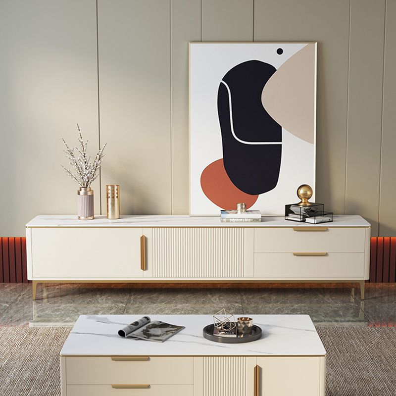 Stand de rangement de rangement ci-joint Armoire TV de style glam avec 2 tiroirs