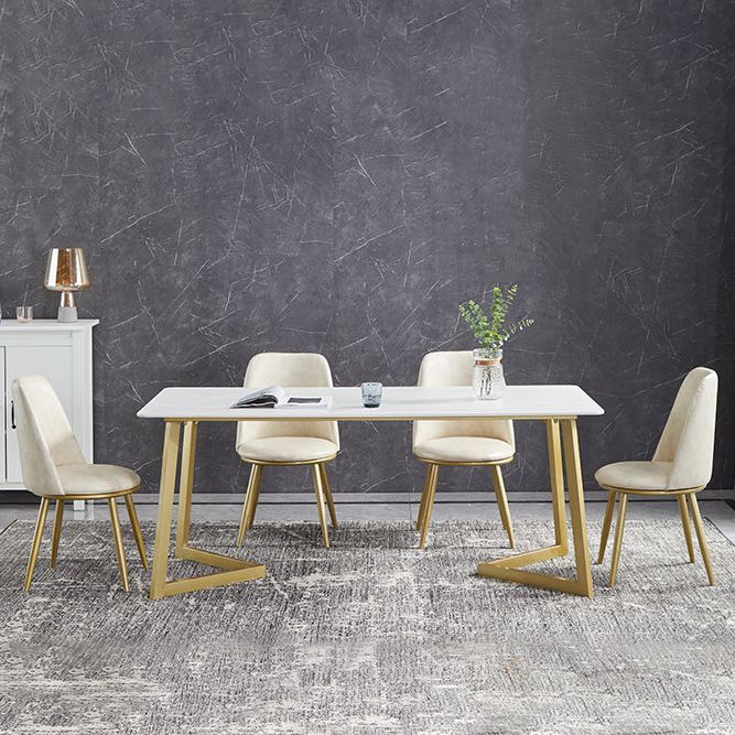 Hochglänzender weißer Esstisch Set 1/4/5/7 Stücke Glam