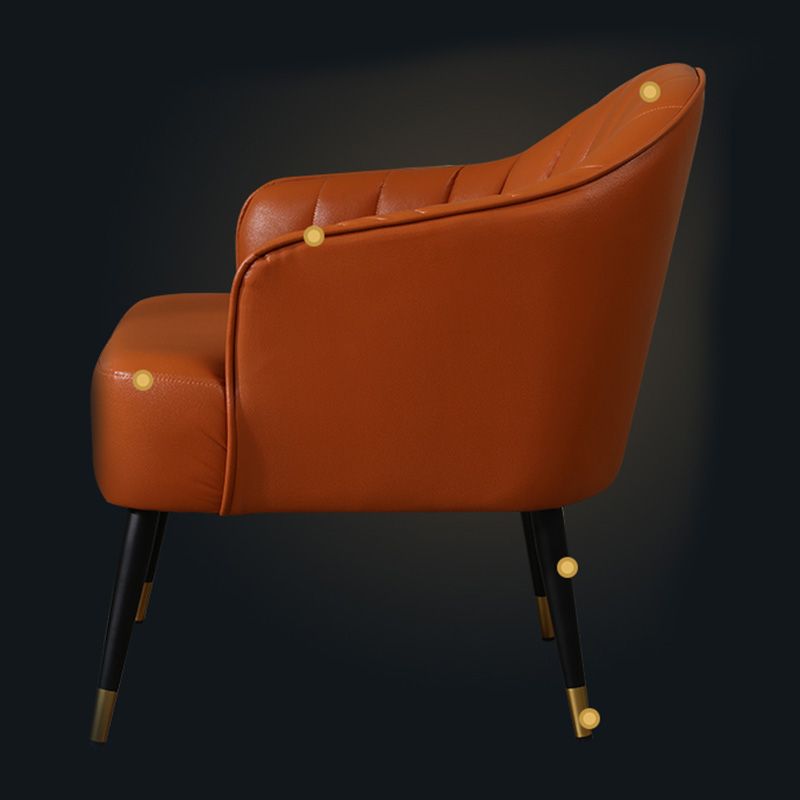 Faux Leather/Velvet 24.8"W Sloped Arms Basic Four Legs Solid Color Armchair for Bedroom