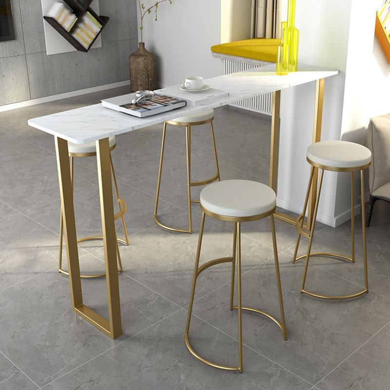 Glam Marble Counter Table with Rectangle Table Top Gold Sled Table - 41.3" H Clearhalo 'Bar Furniture' 'Bar Tables' 'bar_tables' 'furn' 'furn_bar_tables' 'Furniture' 'furniture_bar_tables' 'Kitchen & Dining Furniture' 1200x1200_6cf10fd6-6533-4e0e-ae6c-20d27a3719ec