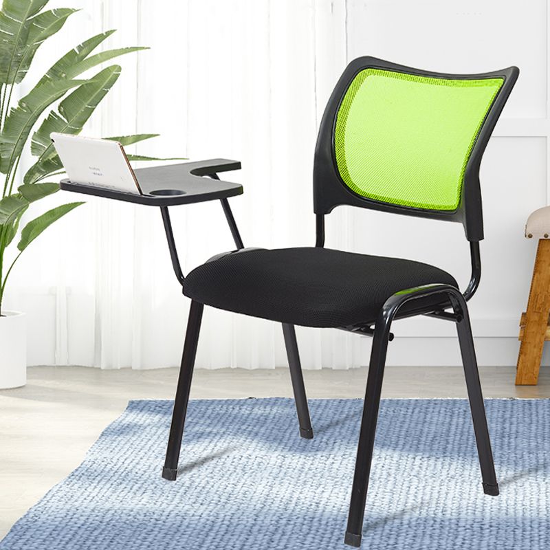 Silla de escritorio de malla baja sin ruedas silla de conferencia de armas fijas