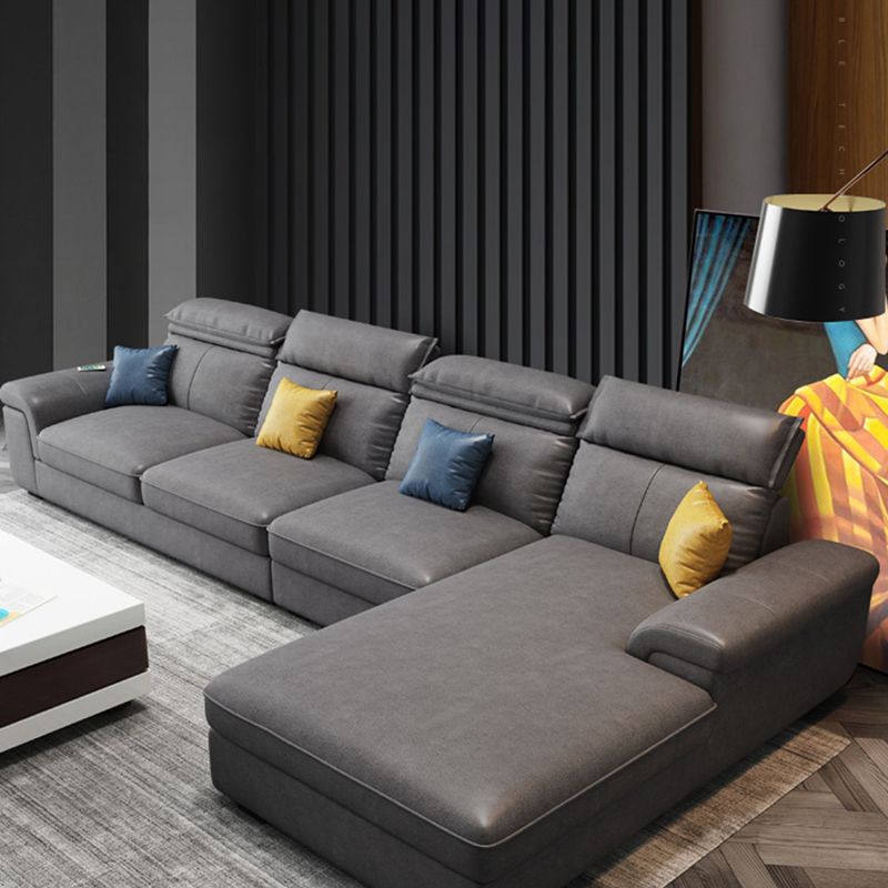 4-seat Sewn Pillow Back Faux Leather Sofa Vintage Pillow Top Arm Sofa Clearhalo 'furn' 'furn_sectionals' 'Furniture' 'Living Room Furniture' 'Sectionals' 1200x1200_6cf15124-d053-4a82-a7c7-5017217a6b82