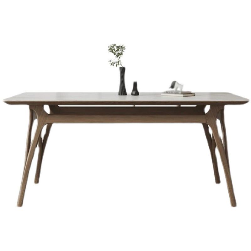 Sintered Stone Rectangle Dining Table White Stone Top Table with Wooden Base and 4 Legs Clearhalo ' dining_table' 'Dining Tables & Seating' 'Dining Tables' 'furn' 'furn_dining_table' 'Furniture' 'furniture_dining_table' 'Kitchen & Dining Furniture' 'kitchen&dining_furn' 'kitchen' 'kitchen_dining_table' 1200x1200_6cf340e7-94f3-40d7-9b93-e8944dad51d5