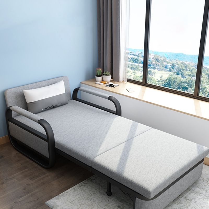 Linen Square Arm Sofa Bed 35.43" Wide Contemporary Convertible Sofa Clearhalo 'furn' 'furn_sofas' 'Furniture' 'Living Room Furniture' 'Sofa' 'sofas' 1200x1200_6cf34330-e444-474d-8355-0a0d0cc6078b