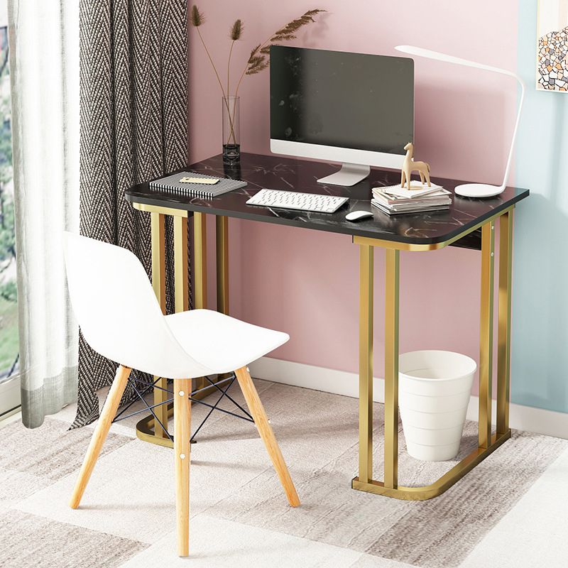 28.3 Inch Height Writing Desk Rectangular Glam Wooden Office Desk Clearhalo 'furn' 'furn_office_desk' 'Furniture' 'Office Desks' 'Office Furniture' 'office_desk' 1200x1200_6cf37fe2-1455-4d67-b76a-5ed052b07fec