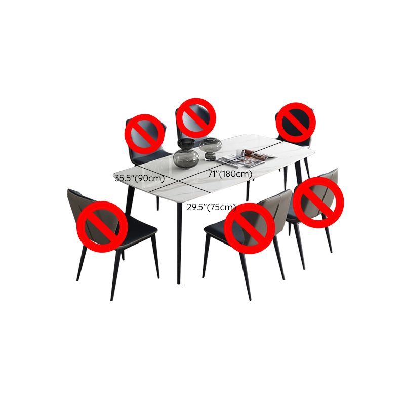 Contemporary Stone Rectangular Dining Table with 4 Steel Foot Clearhalo 'Dining Tables & Seating' 'Dining Tables' 'dining_table' 'furn' 'furn_dining_table' 'Furniture' 'Kitchen & Dining Furniture' 1200x1200_6cf447fc-eca8-42fd-b790-8a9ec091d163