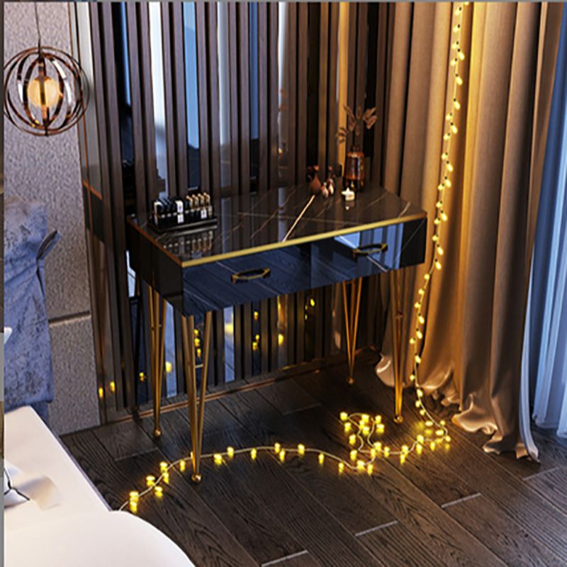 Glam Stone Top Makeup Dressing Table with Drawers in Black for Living Room Clearhalo 'Bedroom Furniture' 'furn' 'furn_makeup_vanities' 'Furniture' 'Makeup Vanities' 'makeup_vanities' 1200x1200_6cf50862-b1e6-4a69-9094-17dbaa048ca4