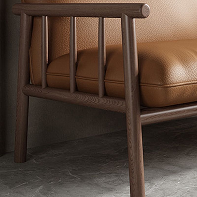 Farmhouse Square Arm Sofa Tight Back Settee with Walnut/Natural Legs Clearhalo 'Furniture' 'furniture_sofas' 'Living Room Furniture' 'Sofa' 'sofas' 1200x1200_6cf52695-edac-4027-bd4d-512a246ee15d