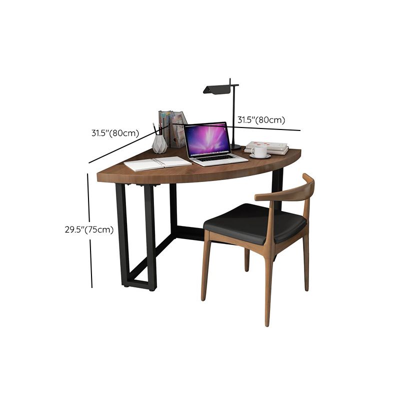 Bureau d'écriture en pin et en métal industriel bureau de bureau en bois marron