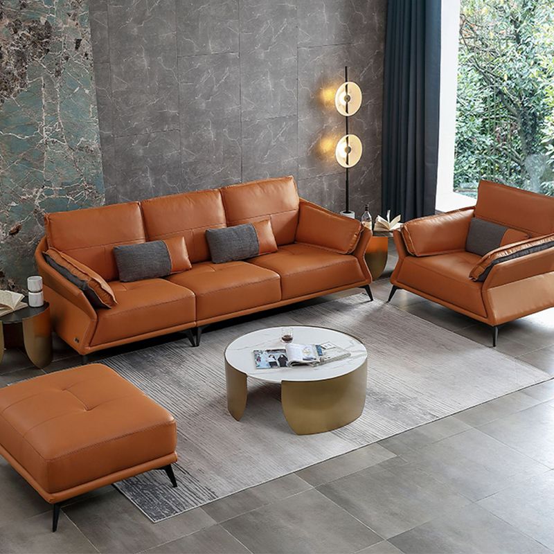 Interior Armrest Sponge Seat Leather/imitation Leather Filled Dark Green/orange Sofa Clearhalo 'furn' 'furn_sofas' 'Furniture' 'furniture_sofas' 'kitchen' 'kitchen_sofas' 'Living Room Furniture' 'Sofa' 'sofas' 1200x1200_6cf78142-c7b4-406a-b097-dac822fe85ae