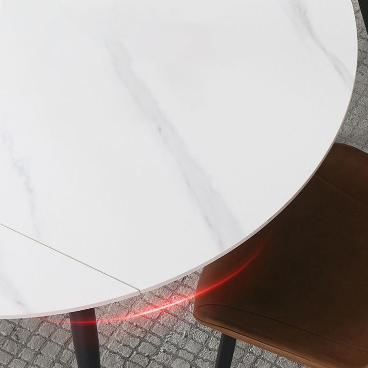 Modern Style Sintered Stone Dining Table White Round Home Table with Black Frame Clearhalo ' dining_table' 'Dining Tables & Seating' 'Dining Tables' 'furn' 'furn_dining_table' 'Furniture' 'furniture_dining_table' 'Kitchen & Dining Furniture' 'kitchen&dining_furn' 'kitchen' 'kitchen_dining_table' 1200x1200_6cf7fe0d-06b6-4182-99b1-c5c81481f88c