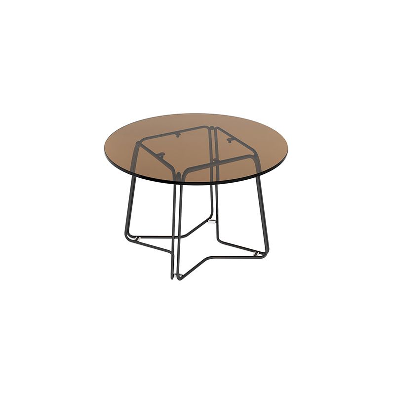 Moderne 11,8 "H ronde glazen salontafel ijzeren abstracte cocktailtafel