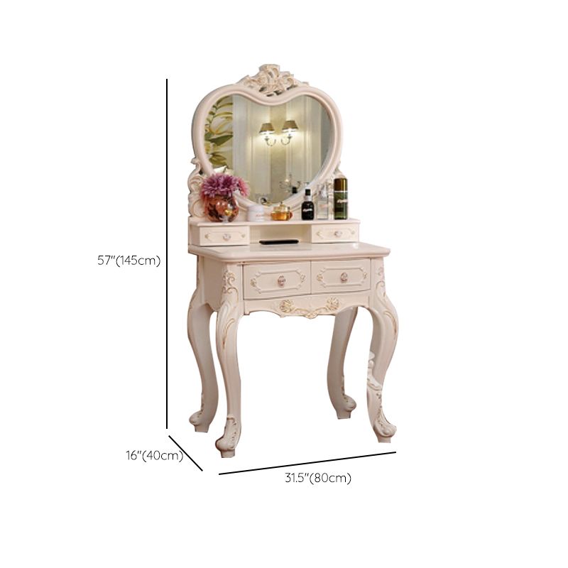 Victorian Bedroom With Drawer Mirror Solid Wood Makeup Vanity Set Clearhalo 'Bedroom Furniture' 'furn' 'furn_makeup_vanities' 'Furniture' 'Makeup Vanities' 'makeup_vanities' 1200x1200_6cf9d97a-bc64-438a-b7ce-10e615e3709d