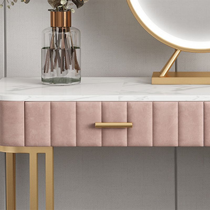 Glam 29.5" High Marble Vanity Dressing Table in Pink with Drawers