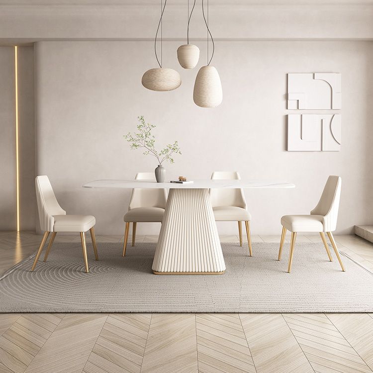 Modern Style Sintered Stone Table Dining Rectangle Table with Metal Legs for Home