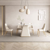 Modern Style Sintered Stone Table Dining Rectangle Table with Metal Legs for Home