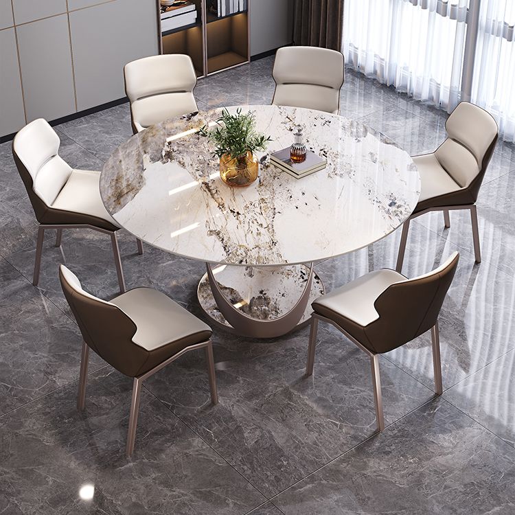 Nordic Glam Sintered Stone Round Table Set 1/4/5/7 Pieces Dining Set for Kitchen Clearhalo 'Dining Room Sets' 'Dining Tables & Seating' 'dining_room_set' 'furn' 'furn_dining_room_set' 'Furniture' 'Kitchen & Dining Furniture' 1200x1200_6cfe4b97-cf9d-47d8-9b3d-e26fba028c0e