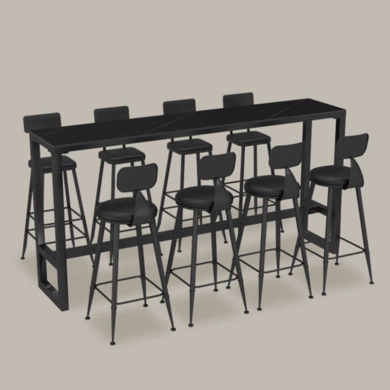 Black Sintered Stone Bar Table Dining Table for Kitchen Living Room Coffee Room Clearhalo 'Bar Furniture' 'Bar Tables' 'bar_tables' 'furn' 'furn_bar_tables' 'Furniture' 'Kitchen & Dining Furniture' 1200x1200_6d018bda-69e2-4bd6-982a-82e3d3c964d8