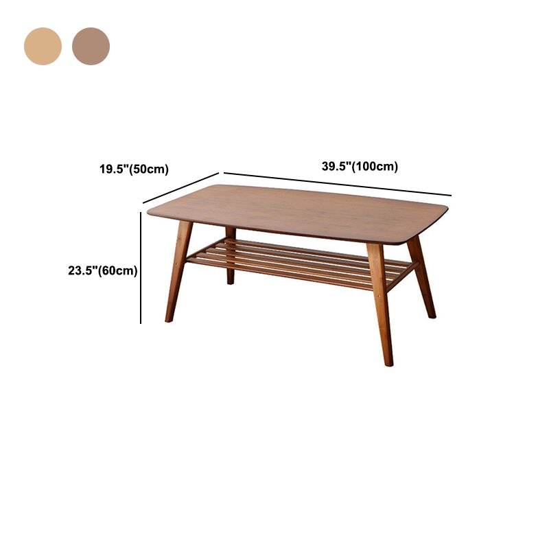 Nordic Style Wood/tan Solid Wood with Storage Rack Coffee Table Clearhalo 'Coffee & Accent Tables' 'Coffee Tables' 'coffee_tables' 'furn' 'furn_coffee_tables' 'Furniture' 'Living Room Furniture' 1200x1200_6d03f82e-10a8-4e5e-b29c-6fb7afe99860