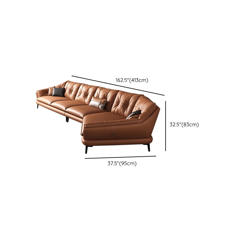Contemporary Genuine Leather Pillow Top Arm Sofa in Orange for Living Room Clearhalo 'furn' 'furn_sofas' 'Furniture' 'Living Room Furniture' 'Sofa' 'sofas' 1200x1200_6d060e49-60c1-4e34-9c00-03ec2377800d