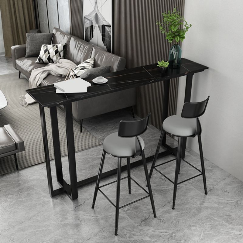 Sintered Stone Bar Table Black and Metal Base Bar Table for Kitchen Living Room Clearhalo 'Bar Furniture' 'Bar Tables' 'bar_tables' 'furn' 'furn_bar_tables' 'Furniture' 'Kitchen & Dining Furniture' 1200x1200_6d065186-dad6-444f-a532-413503760378