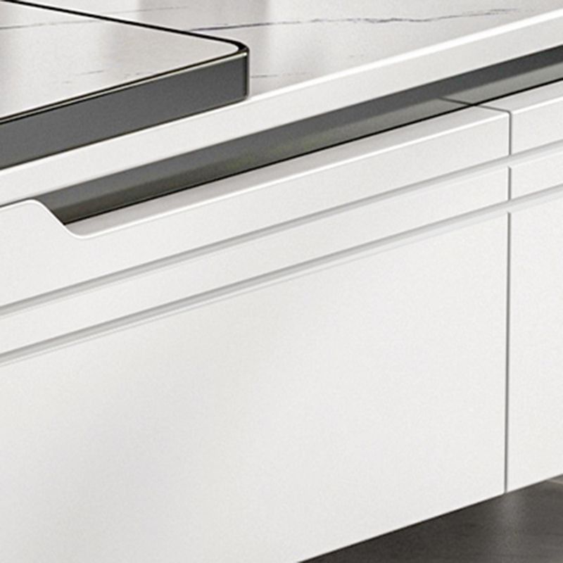 モダンなテレビコンソールストーンメディアコンソール部屋用の引き出し付きオープンストレージコンソール