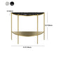 Table de sofá de consola de mármol Glamble Mesa de media luna con estantes para Hall