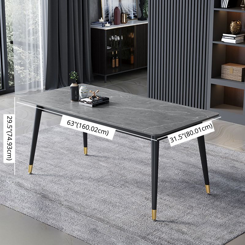 Contemporary Fixed Dining¬†Room¬†Table¬†Set with Metal 4 Legs Base Dining Table Furniture Clearhalo 'Dining Room Sets' 'Dining Tables & Seating' 'dining_room_set' 'Furniture' 'furniture_dining_room_set' 'Kitchen & Dining Furniture' 'kitchen&dining_furn' 'kitchen' 1200x1200_6d07833c-94e8-455b-857c-50b918972cbe