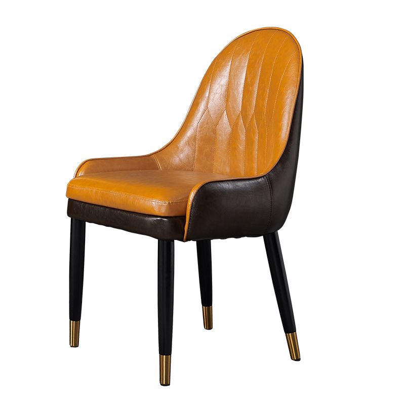 Nordic Glam Style Leather Dining Chair Kitchen Parsons Chair with Wooden Legs Clearhalo ' kitchen&dining_furn' 'Dining Chairs' 'Dining Tables & Seating' 'dining_chair' 'furn' 'furn_dining_chair' 'Furniture' 'furniture_dining_chair' 'Kitchen & Dining Furniture' 'kitchen' 1200x1200_6d086999-a3cf-412c-91ba-ea9c9b51ad3c