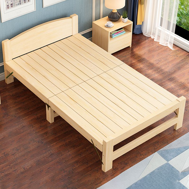 Natural Pine Wood Bed Frame Nordic 21.65" H Folding Bed with Headboard Clearhalo 'Bedroom Furniture' 'Beds' 'furn' 'furn_beds' 'Furniture' 1200x1200_6d0b48b5-d775-42f2-be07-d3df2fe1e403