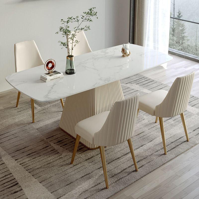 Rectangle Traditional Luxury Dining Table Sintered Stone Table with White Pedestal Base Clearhalo ' dining_table' 'Dining Tables & Seating' 'Dining Tables' 'furn' 'furn_dining_table' 'Furniture' 'furniture_dining_table' 'Kitchen & Dining Furniture' 'kitchen&dining_furn' 'kitchen' 'kitchen_dining_table' 1200x1200_6d0b80d2-f441-4cbb-a9f2-c28348077c75