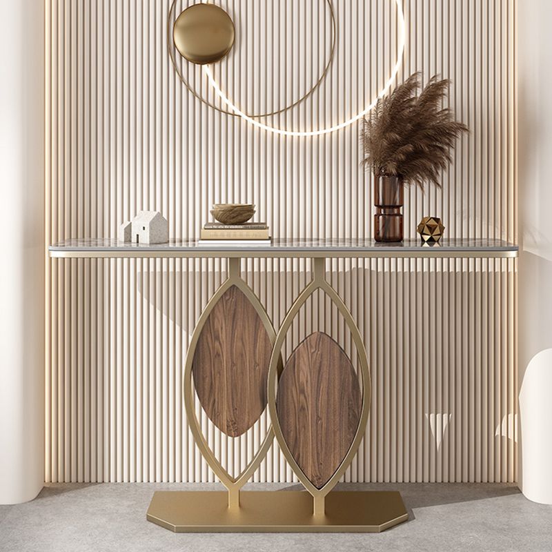 Stain Resistant Glam Marble/metal Rectangle Console Table in Brown/blue