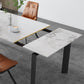 Modern Rectangular Stone Top Dining Table Extendable for Small Spaces in Grey
