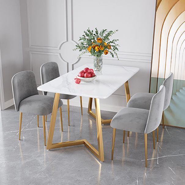 Glam Iron Dinette Set 1/2/5 Pieces Rectangle White Sintered Stone Top Dining Table Set Clearhalo 'Dining Room Sets' 'Dining Tables & Seating' 'dining_room_set' 'furn' 'furn_dining_room_set' 'Furniture' 'furniture_dining_room_set' 'Kitchen & Dining Furniture' 1200x1200_6d0fed3d-88ee-4c66-90fa-04713ce513f8