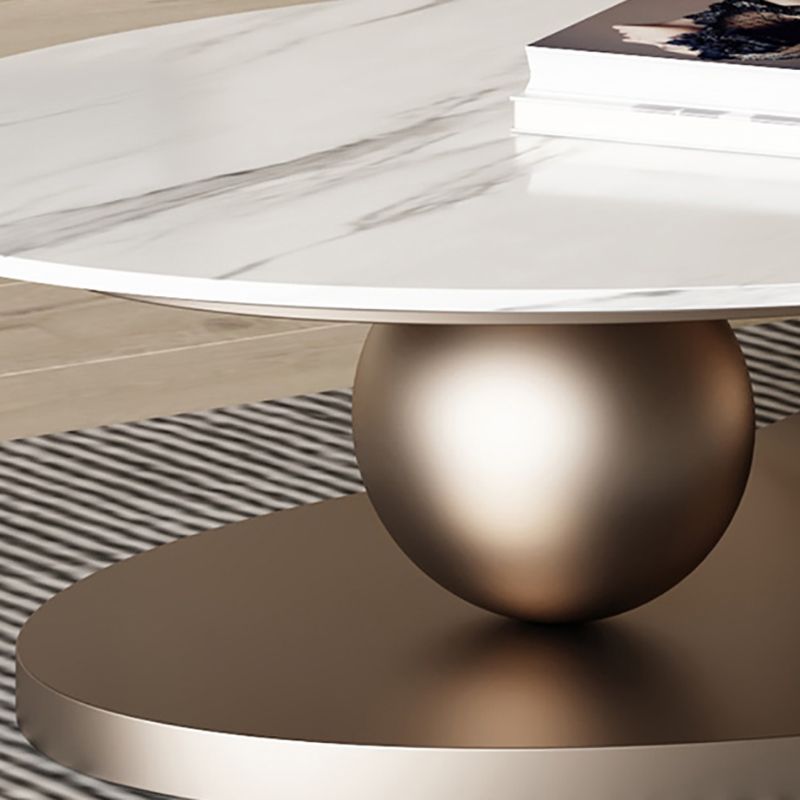 Glam Slate Pedestal Coffee Table Oval White Coffee Table Set Clearhalo 'Coffee & Accent Tables' 'Coffee Tables' 'coffee_tables' 'furn' 'furn_coffee_tables' 'Furniture' 'Living Room Furniture' 1200x1200_6d10df94-a5cf-4661-ab7a-91ada9e8d183