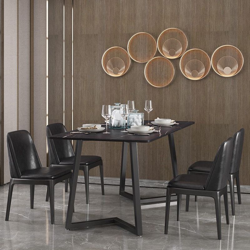 Modern Rectangle Stone Table for Restaurant Balck Metal Pedestal Dining Table Clearhalo 'Dining Tables & Seating' 'Dining Tables' 'dining_table' 'furn' 'furn_dining_table' 'Furniture' 'furniture_dining_table' 'Kitchen & Dining Furniture' 'kitchen' 'kitchen_dining_table' 1200x1200_6d1392be-7f28-4e75-b281-bc478d45b998