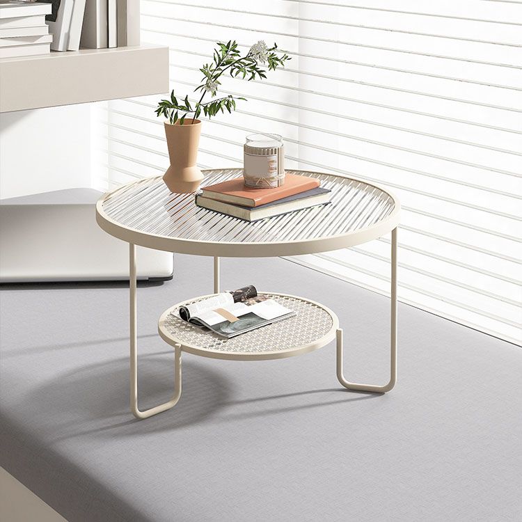 Frame Metal Coffee Table Shelf Included Round Single Cocktail Table Clearhalo 'Coffee & Accent Tables' 'Coffee Tables' 'coffee_tables' 'furn' 'furn_coffee_tables' 'Furniture' 'Living Room Furniture' 1200x1200_6d14d769-0f86-44ab-b0da-925cb68f8e50