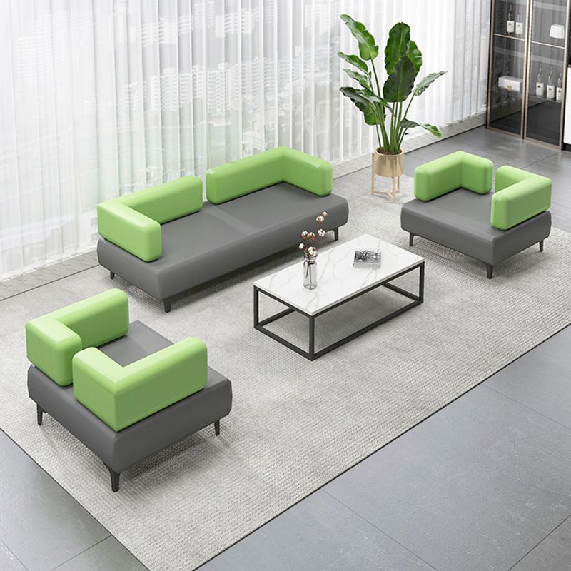 29.53 "H Sofá de cuero Faux Sofá con brazo de esmoquin contemporáneo en gris