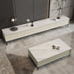 Eigentijdse mediaconsole met stenen tv-standaard met opbergruimte voor de woonkamer