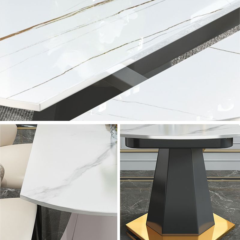 53.1''L Traditional Luxury Dining Table White Sintered Stone Round Table for Home Clearhalo ' dining_table' 'Dining Tables & Seating' 'Dining Tables' 'furn' 'furn_dining_table' 'Furniture' 'furniture_dining_table' 'Kitchen & Dining Furniture' 'kitchen&dining_furn' 'kitchen' 'kitchen_dining_table' 1200x1200_6d16adb9-54f5-4fed-a649-ee69599483c7