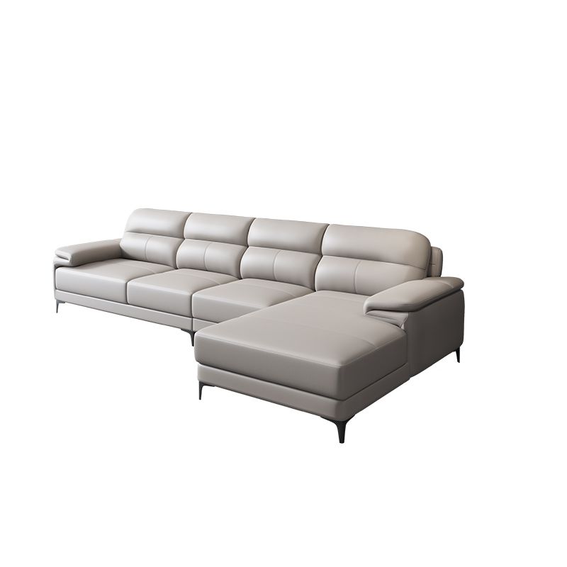 Contemporary Light Grey Sofa with Pillow Top Arm for Apartment 35.43" Clearhalo 'furn' 'furn_sectionals' 'Furniture' 'furniture_sectionals' 'kitchen' 'kitchen_sectionals' 'Living Room Furniture' 'Sectionals' 1200x1200_6d1820ec-41ad-48e4-9516-d7545bed26c2