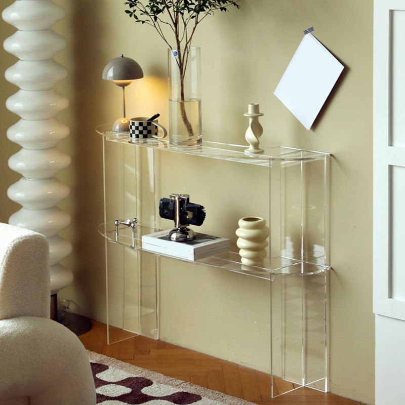 Contemporary Acrylic Console Accent Table with 2 Shelves for Hall Clearhalo 'Console Tables' 'console_tables' 'Entry & Mudroom Furniture' 'furn' 'furn_console_tables' 'Furniture' 1200x1200_6d18c622-b377-4f47-807f-76d8ab094184