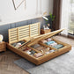 84.65 inch Wide Mid-century Bed Frame Solid Wood Platform Bed Frame