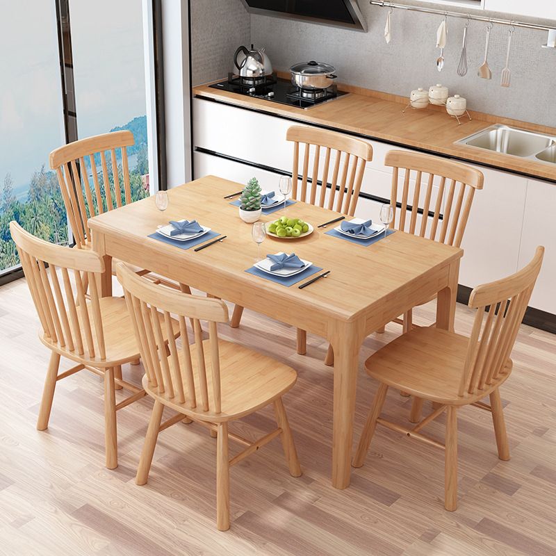 Minimalist Brown Standard Dining Set Rectangle Shape Solid Wood Dining Set with 4 Legs Table Clearhalo 'Dining Room Sets' 'Dining Tables & Seating' 'dining_room_set' 'furn' 'furn_dining_room_set' 'Furniture' 'furniture_dining_room_set' 'Kitchen & Dining Furniture' 'kitchen&dining_furn' 'kitchen' 1200x1200_6d1a5ead-1ad6-4907-b7f2-267327d509c2