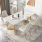Glam Iron Dinette Set 1/2/3/5/6/7 Pieces Rectangle Dining Table Set with Sintered Stone Clearhalo 'Dining Room Sets' 'Dining Tables & Seating' 'dining_room_set' 'furn' 'furn_dining_room_set' 'Furniture' 'furniture_dining_room_set' 'Kitchen & Dining Furniture' 1200x1200_6d1a6b94-90ec-4ab8-822e-7476d254df0b