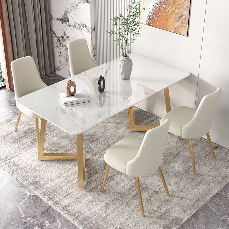 Glam Iron Dinette Set 1/2/3/5/6/7 Pieces Rectangle Dining Table Set with Sintered Stone Clearhalo 'Dining Room Sets' 'Dining Tables & Seating' 'dining_room_set' 'furn' 'furn_dining_room_set' 'Furniture' 'furniture_dining_room_set' 'Kitchen & Dining Furniture' 1200x1200_6d1a6b94-90ec-4ab8-822e-7476d254df0b